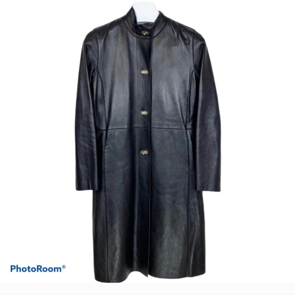 Lord & Taylor Identity black leather coat size 2